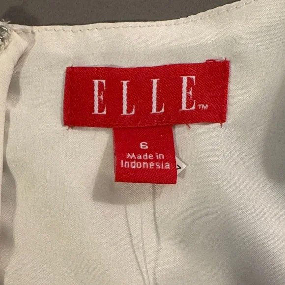 Elle White & Black Floral A Line Polyester Print Dress Pink Belt Size 6 NWT - Picture 2 of 10